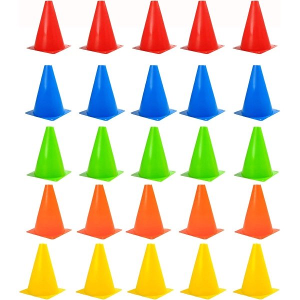 25 Pack Soccer Training Cone Marker Cones Field Marker - Ideal for