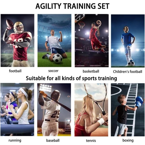 Speed Agility Training Set, Includes 1 Agility Ladder, 4 Steel Stakes, 1 Sports - Image 8