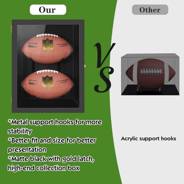 TJ.MOREE 2 Football Case Display Case Full Size, Rugby Holders for Balls Display - Image 3
