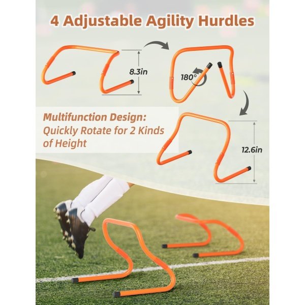 GHB Agility Ladder,Football Training Equipment Set,4 Agility Hurdles - Image 2