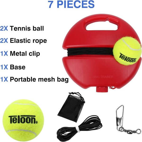 Teloon Solo Tennis Trainer Rebound Ball with String for Self Tennis Practice - Image 7