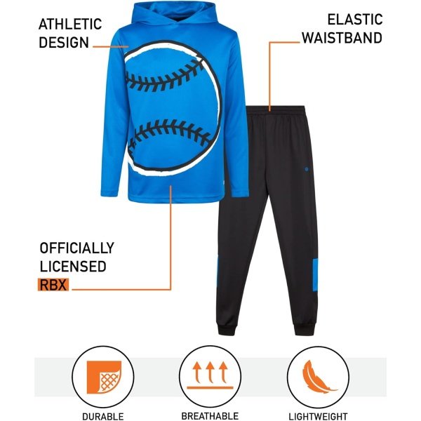 RBX Boys' Jogger Set - 2-Piece Thermal Sports Hoodie and Tricot Joggers - Image 2