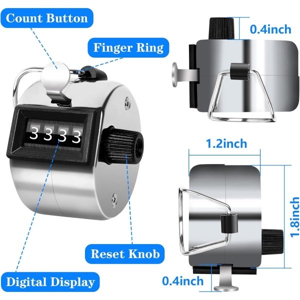 PETKNOWS Handheld Mechanical Counter Clicker, 5 Pcs 4-Digital Number Tally Click - Image 2