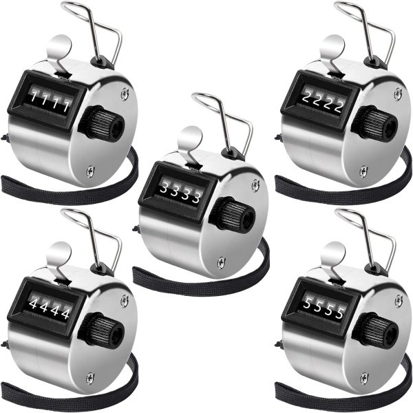 PETKNOWS Handheld Mechanical Counter Clicker, 5 Pcs 4-Digital Number Tally Click