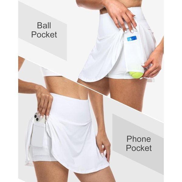 CHRLEISURE Women Tennis Golf Skirt with Pockets - High Waisted Golf Pleated - Image 3