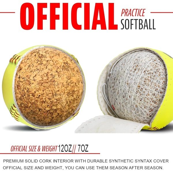 Tebery 6 Pack Sports Practice Softballs, 12-Inch Official Size and Weight - Image 3