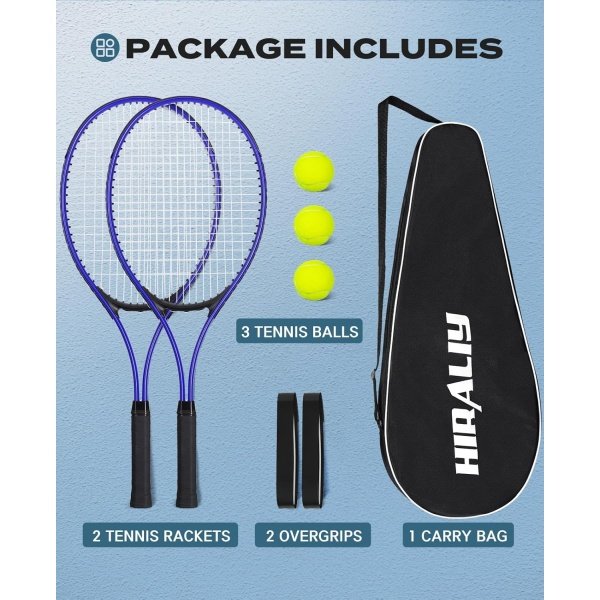 HIRALIY Adult Recreational 2 Players Tennis Rackets ,27 Inch Super Lightweight - Image 2