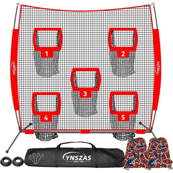 𝑵𝑬𝑾 [5-in-1] Football Throwing Target Net, 7x7 FT, Portable Football Training