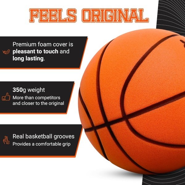 Silent Basketball – Size 7 Indoor Basketball (PRO Version) - Grooved Foam - Image 5