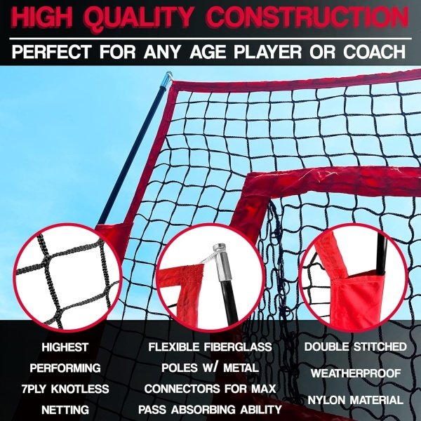 Heavy Duty 7x7 Football Throwing Net (Includes 5 Targets Pockets) - Image 2