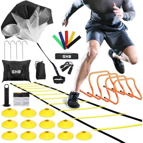 GHB Agility Ladder,Football Training Equipment Set,4 Agility Hurdles