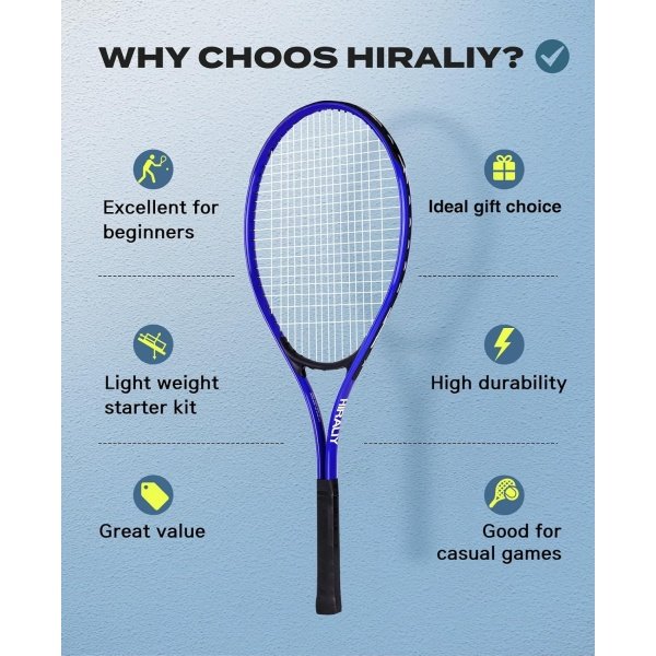 HIRALIY Adult Recreational 2 Players Tennis Rackets ,27 Inch Super Lightweight - Image 7