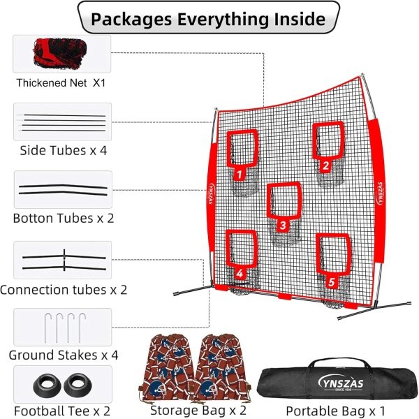 𝑵𝑬𝑾 [5-in-1] Football Throwing Target Net, 7x7 FT, Portable Football Training - Image 6