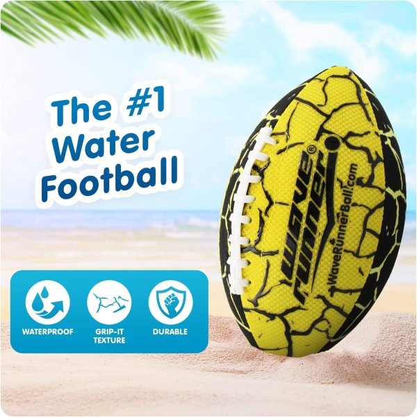Wave Runner Grip It Waterproof Football, Size 9.25 - Water Football, Beach - Image 2