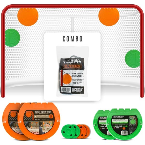 Combo Bundle with Durable Magnetic Hockey Targets/Lacrosse Goal Targets