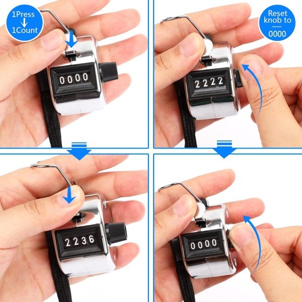 PETKNOWS Handheld Mechanical Counter Clicker, 5 Pcs 4-Digital Number Tally Click - Image 3