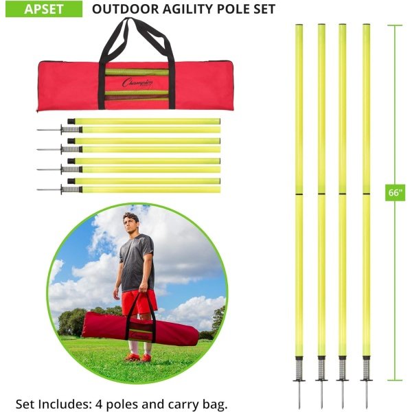 Champion Sports APSET Outdoor Agility Pole Set, Yellow - Image 5
