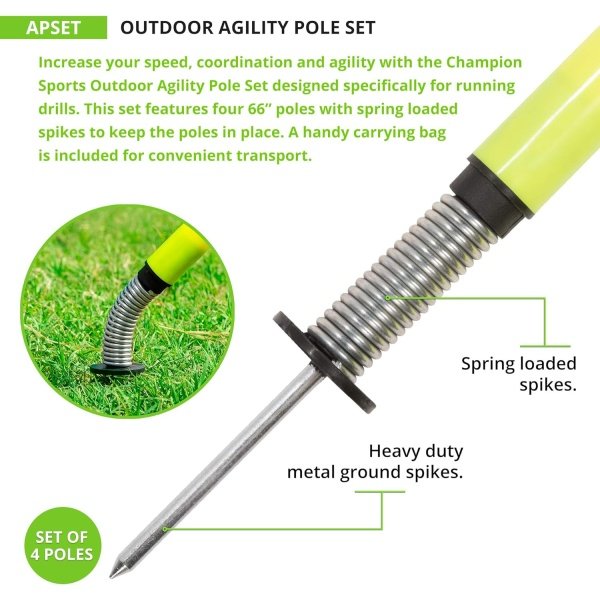 Champion Sports APSET Outdoor Agility Pole Set, Yellow - Image 4
