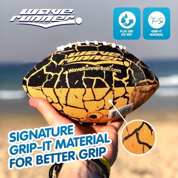 Wave Runner Grip It Waterproof Football, Size 9.25 - Water Football, Beach - Image 3