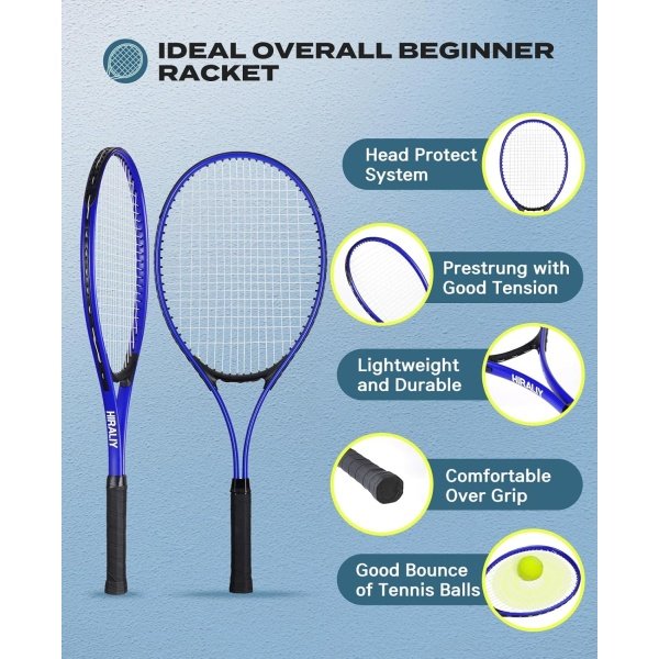 HIRALIY Adult Recreational 2 Players Tennis Rackets ,27 Inch Super Lightweight - Image 4