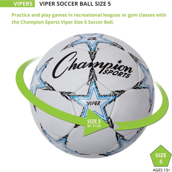 Champion Sports Viper Soccer Ball - Synthetic Leather – Youth, Kids, Adult - Image 3