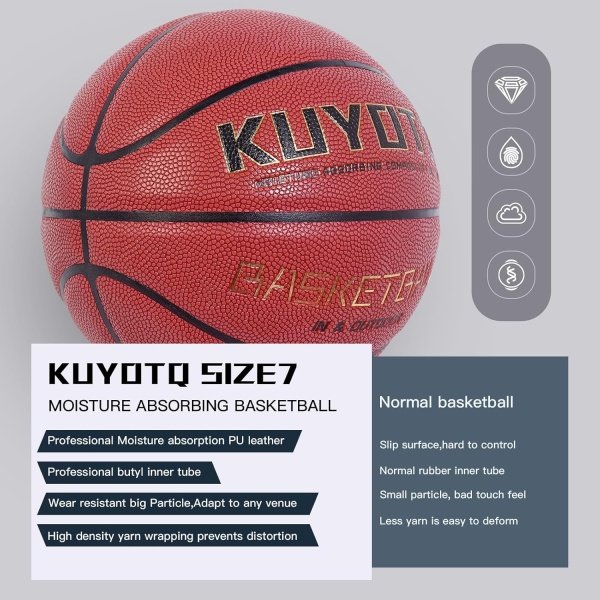 KUYOTQ Indoor Outdoor Basketball Official Size 5/6/7 Basketball 27.5/28.5/29.5" - Image 4