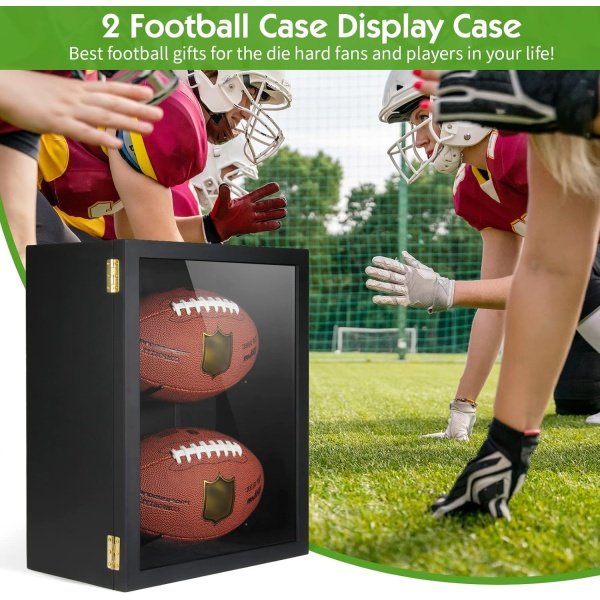 TJ.MOREE 2 Football Case Display Case Full Size, Rugby Holders for Balls Display - Image 6