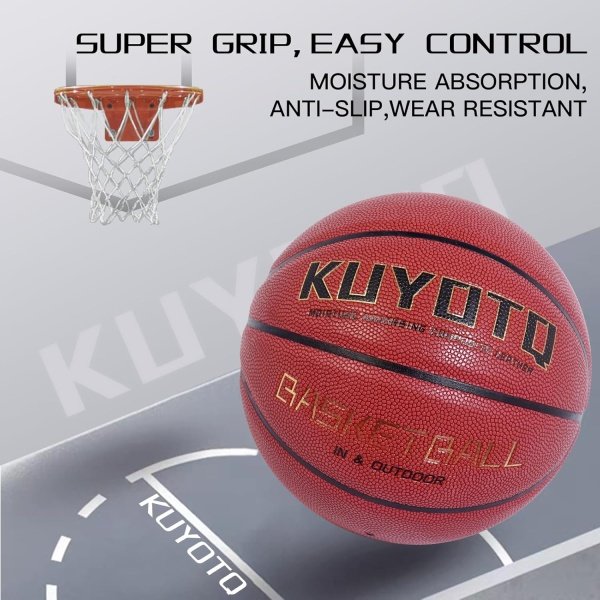 KUYOTQ Indoor Outdoor Basketball Official Size 5/6/7 Basketball 27.5/28.5/29.5" - Image 3