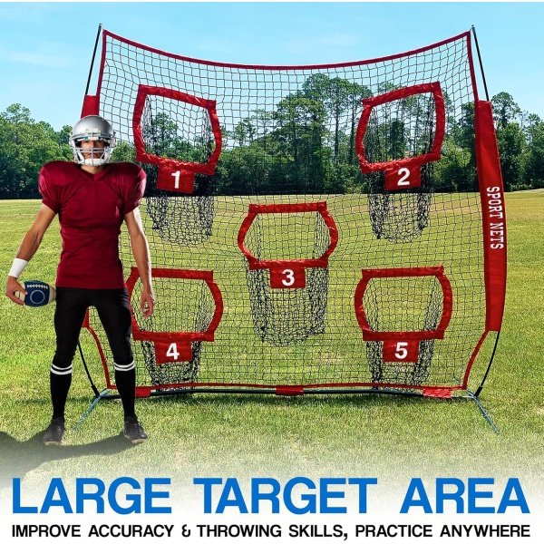 Heavy Duty 7x7 Football Throwing Net (Includes 5 Targets Pockets) - Image 7