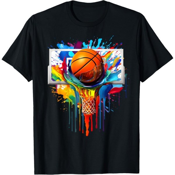 Colorful Basketball Tie Dye Color Splash Hoop Net Slam Dunk T-Shirt