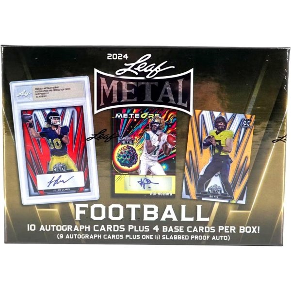 2024 Leaf Metal Football JUMBO box (14 cards incl. TEN Autograph cards per box)