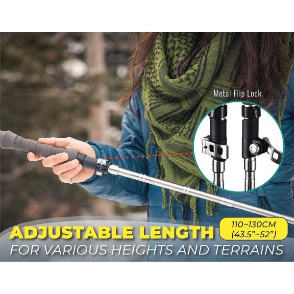 TREKOLOGY Trekking Poles Collapsible Nordic Hiking Poles - Cork Handle 2pc - Image 4
