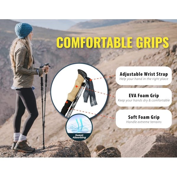 Trekology Trek-Z Collapsible Hiking & Trekking Poles - Balance Support - Image 7