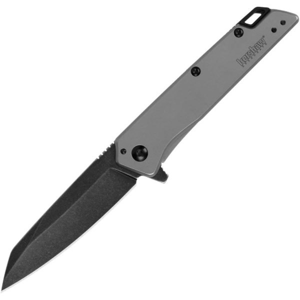 Kershaw Misdirect Pocketknife; 2.9 in. 4Cr13 Black-Oxide Blackwash Finish Blade, Stainless Steel Stonewash Finish Handle Equipped with Assisted Opening, Flipper and Frame Lock
