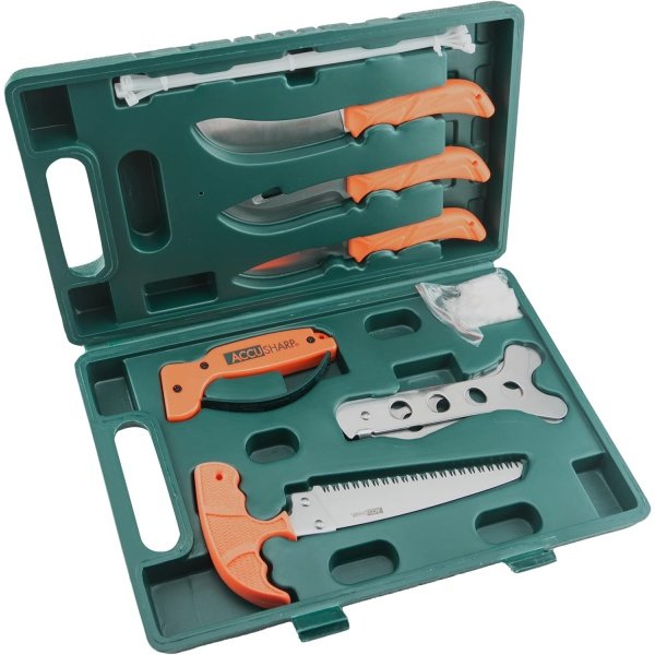 ACCUSHARP Complete Game Processing Kit with Knife Sharpener and Carrying Case for Hunting, Camping, Hiking and Outdoor Use(9 PIECE KIT)