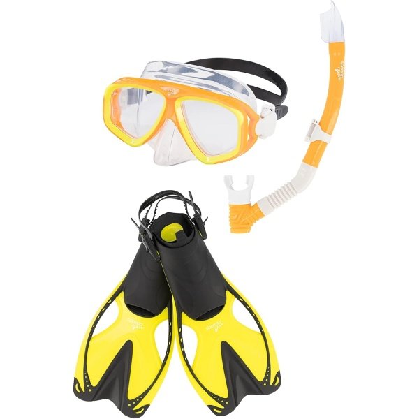 Speedo Unisex-Adult Swim Snorkel Dive Mask Anti-Fog with Nose Cover Adventure Series, MSF Oriole/Clear, Small/Medium