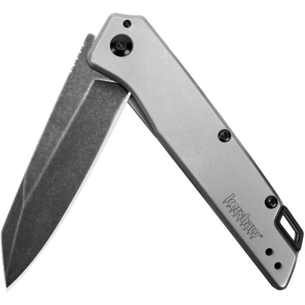 Kershaw Misdirect Pocketknife; 2.9 in. 4Cr13 Black-Oxide Blackwash Finish Blade, Stainless Steel Stonewash Finish Handle Equipped with Assisted Opening, Flipper and Frame Lock - Image 2