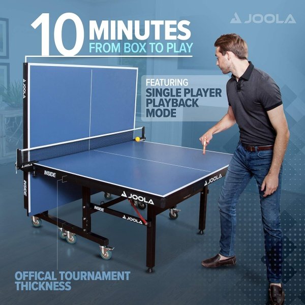 JOOLA Inside - Professional MDF Indoor Table Tennis Table with Quick Clamp Ping Pong Net and Post Set - 10 Minute Easy Assembly - Ping Pong Table with Single Player Playback Mode - Image 2