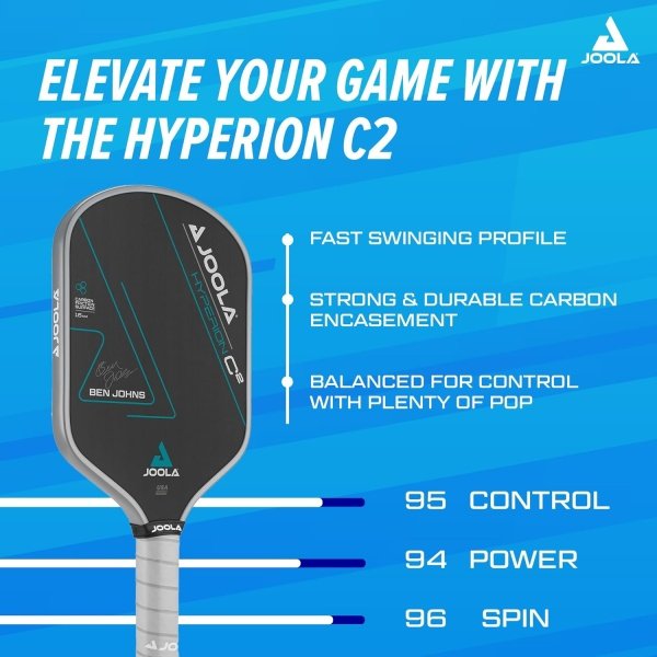 JOOLA Ben Johns Hyperion C2 Pickleball Paddle - Aero-Curve Hyperion Shape with Charged Surface Technology from The Ben Johns Perseus - Balanced Pickleball Racket with Pop & Power - USAPA Approved - Image 2