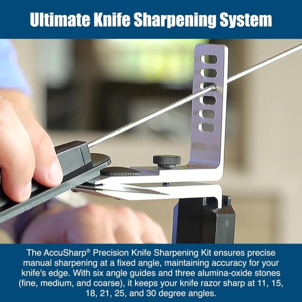 AccuSharp Precision Knife Sharpening Stone Kit, Set for Honing Straight Bladed Knives, Portable Stone Sharpener with Clamp, Pouch, and Guide for Various Angles, Set of 5 Stones with Varying Coarseness - Image 3