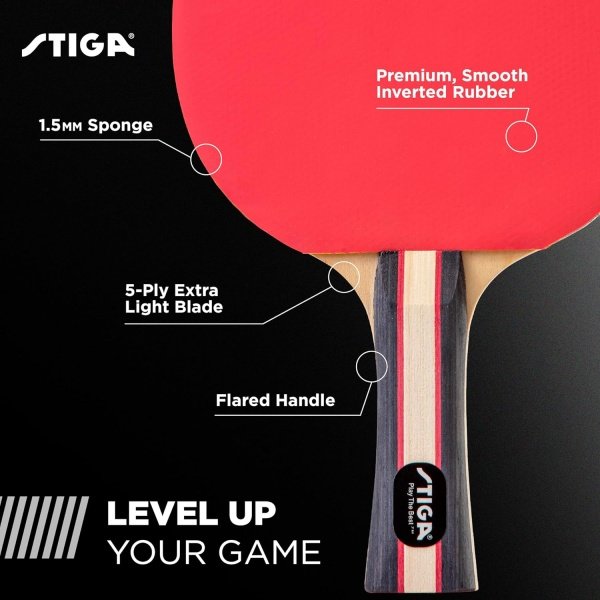 STIGA Performance  4 Player Table Tennis Set – USATT Approved Rackets and 3-Star Balls – 5-Ply Blade & Flared Handle – Perfect for Skill Development - Image 3