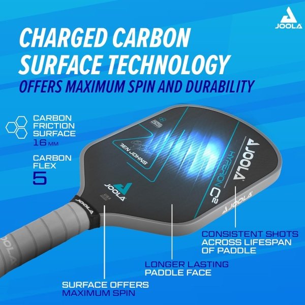 JOOLA Ben Johns Hyperion C2 Pickleball Paddle - Aero-Curve Hyperion Shape with Charged Surface Technology from The Ben Johns Perseus - Balanced Pickleball Racket with Pop & Power - USAPA Approved - Image 3