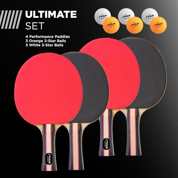 STIGA Performance  4 Player Table Tennis Set – USATT Approved Rackets and 3-Star Balls – 5-Ply Blade & Flared Handle – Perfect for Skill Development - Image 4