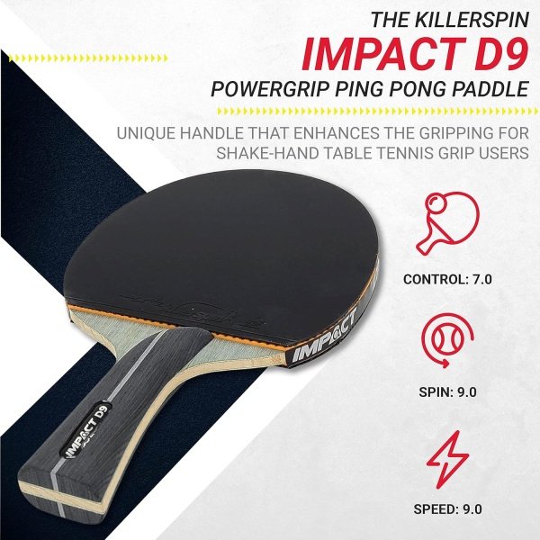 Killerspin Impact Series Table Tennis Paddles - Black/Black Ping Pong Racket, Table Tennis Equipment for Beginners/Intermediates - Ensures Solid Control and Spin - Image 4