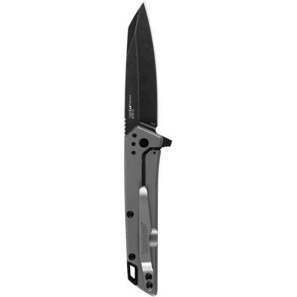 Kershaw Misdirect Pocketknife; 2.9 in. 4Cr13 Black-Oxide Blackwash Finish Blade, Stainless Steel Stonewash Finish Handle Equipped with Assisted Opening, Flipper and Frame Lock - Image 4